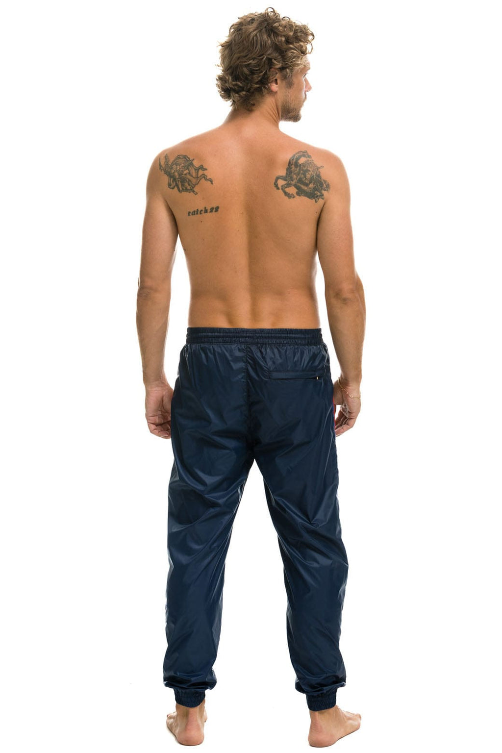 MENS 4 STRIPE WIND PANT - NAVY
