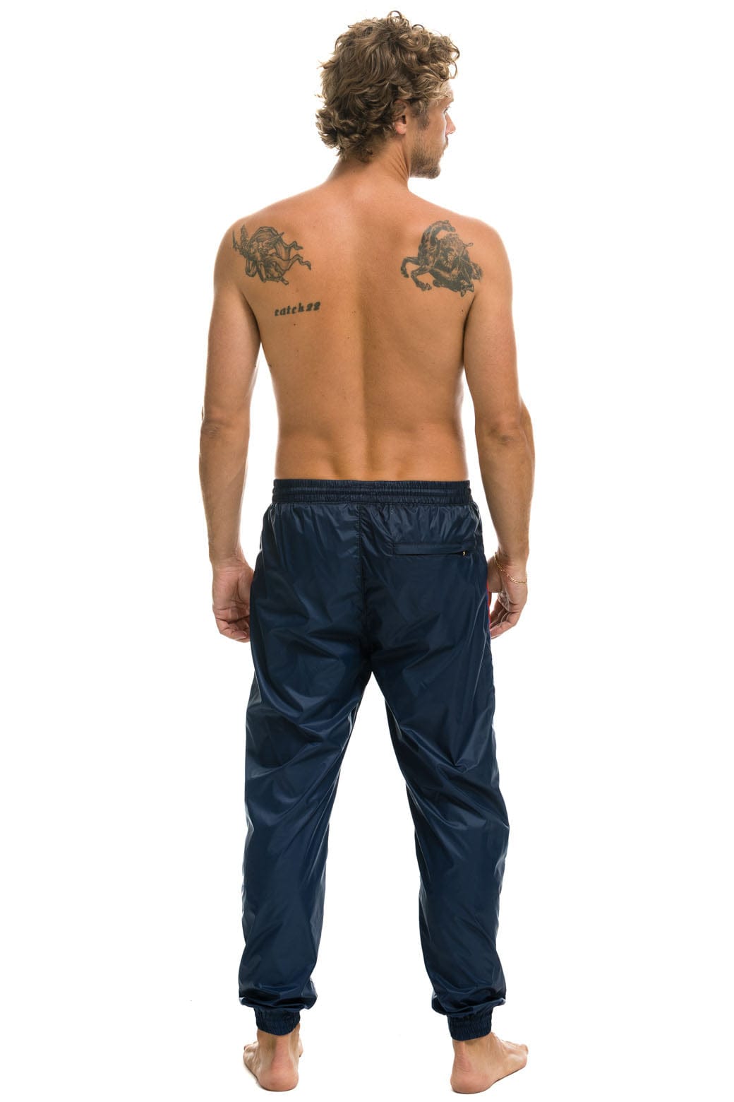 MENS 4 STRIPE WIND PANT - NAVY