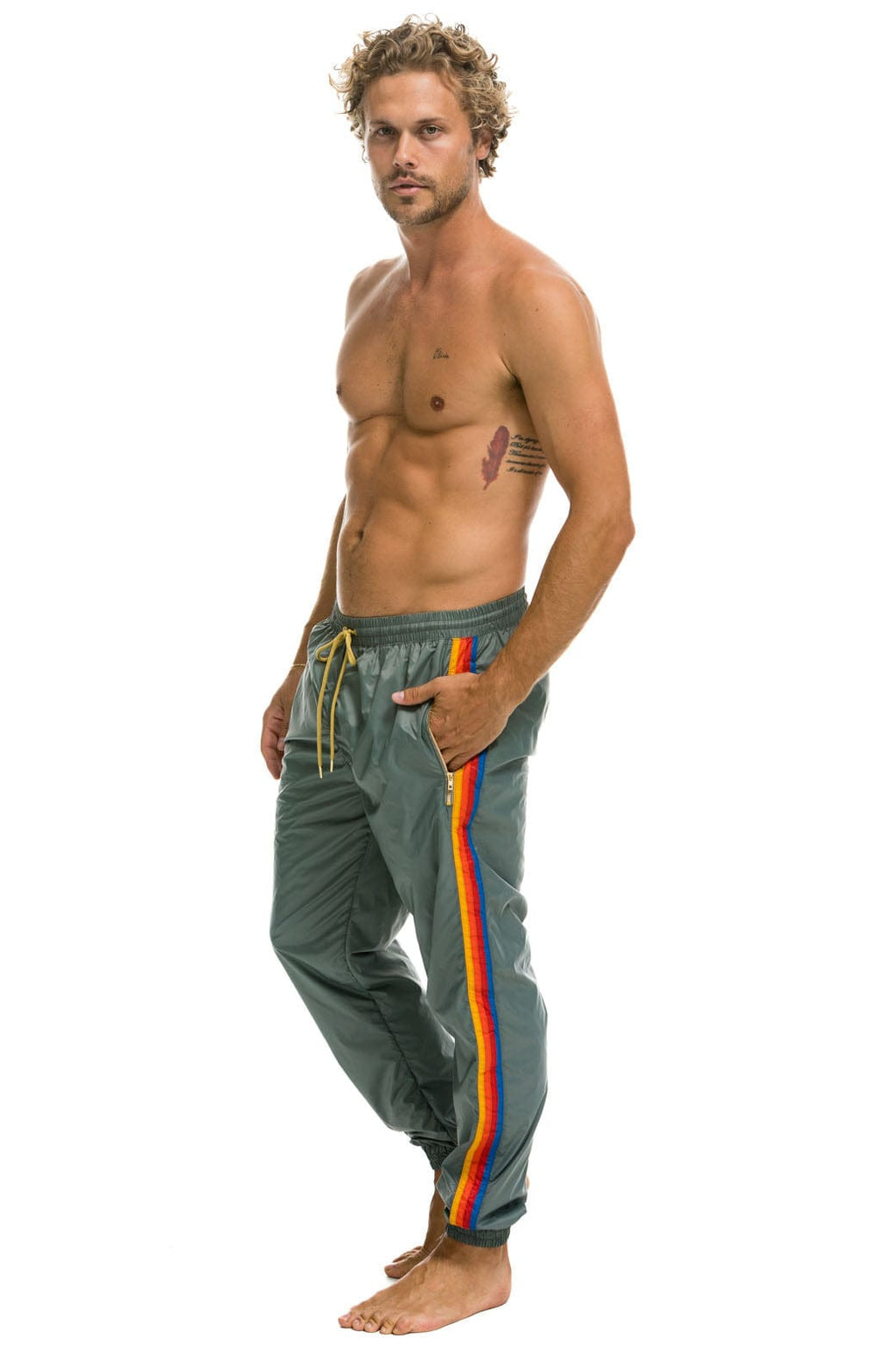 MENS 4 STRIPE WIND PANT - SEDONA GREY