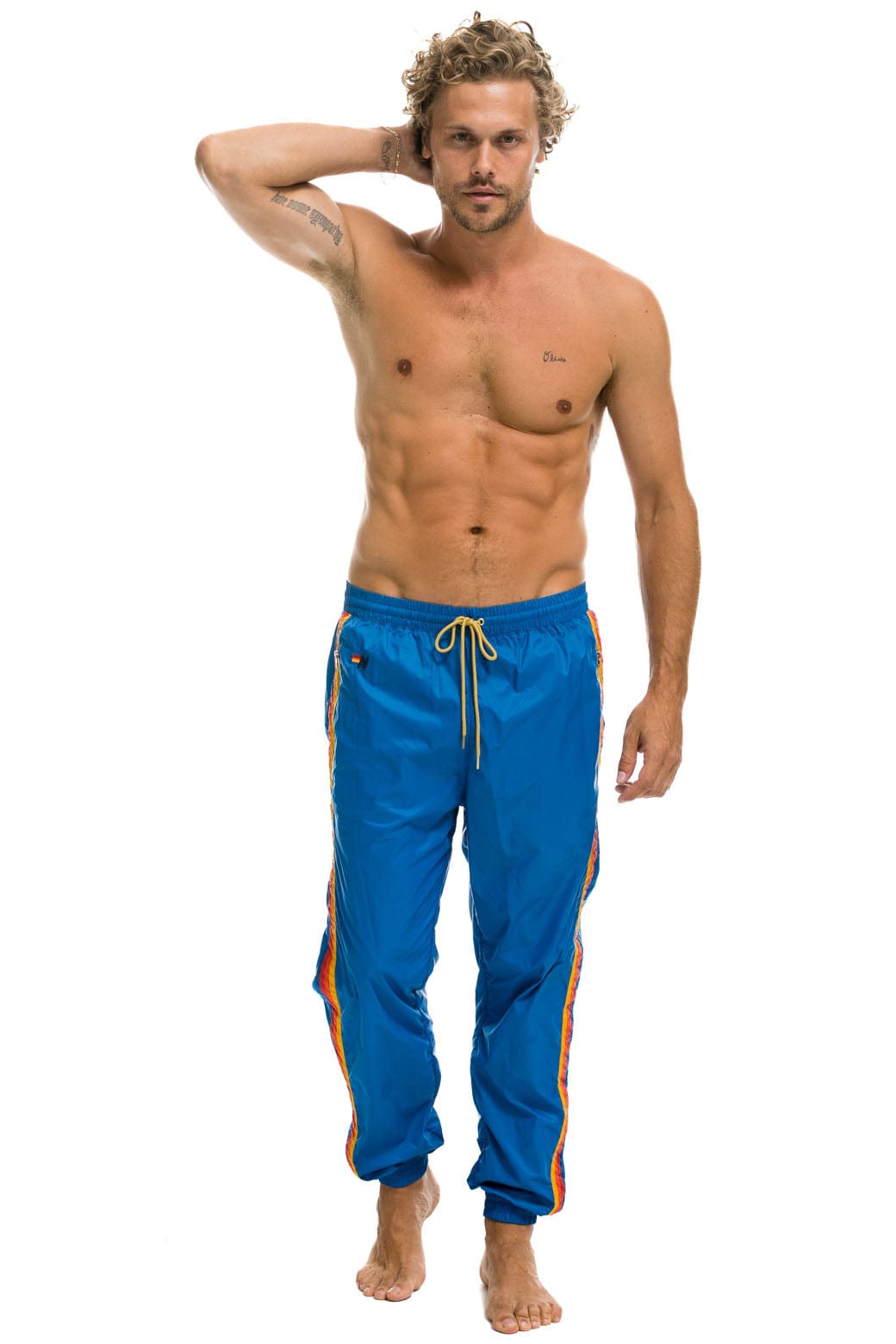 MENS 4 STRIPE WIND PANT - SNORKEL BLUE