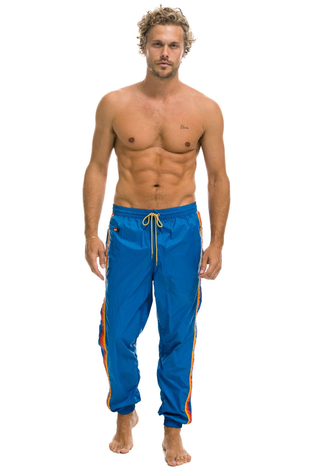 MENS 4 STRIPE WIND PANT - SNORKEL BLUE