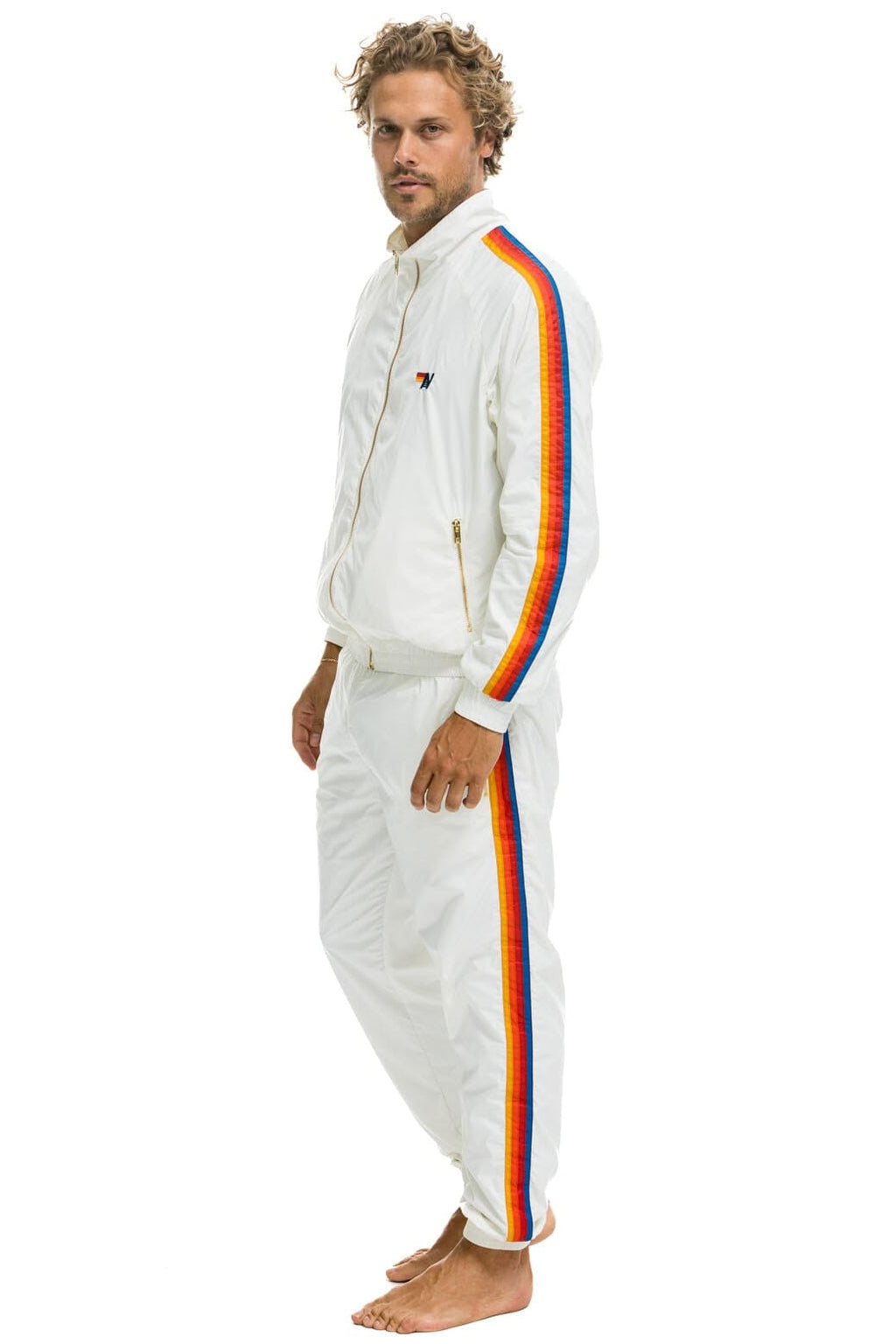 MENS 4 STRIPE WIND PANT - WHITE