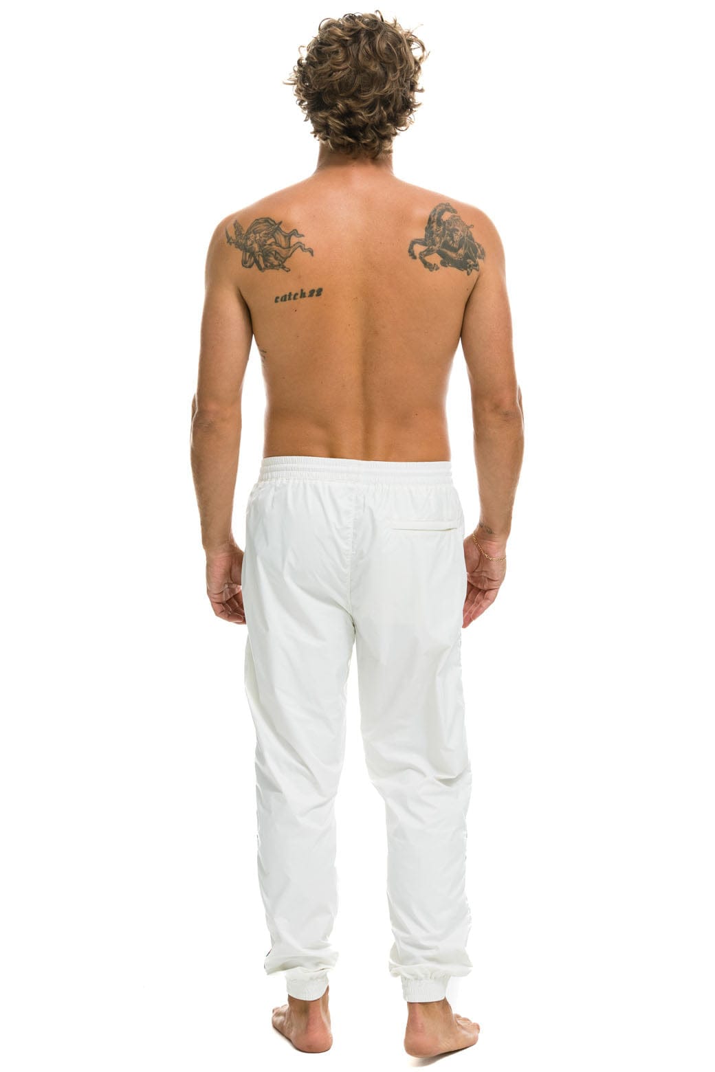 MENS 4 STRIPE WIND PANT - WHITE
