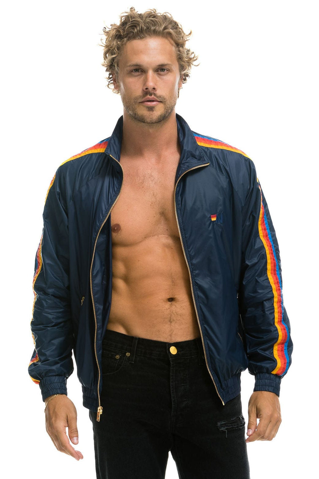 MENS 4 STRIPE WINDBREAKER - NAVY