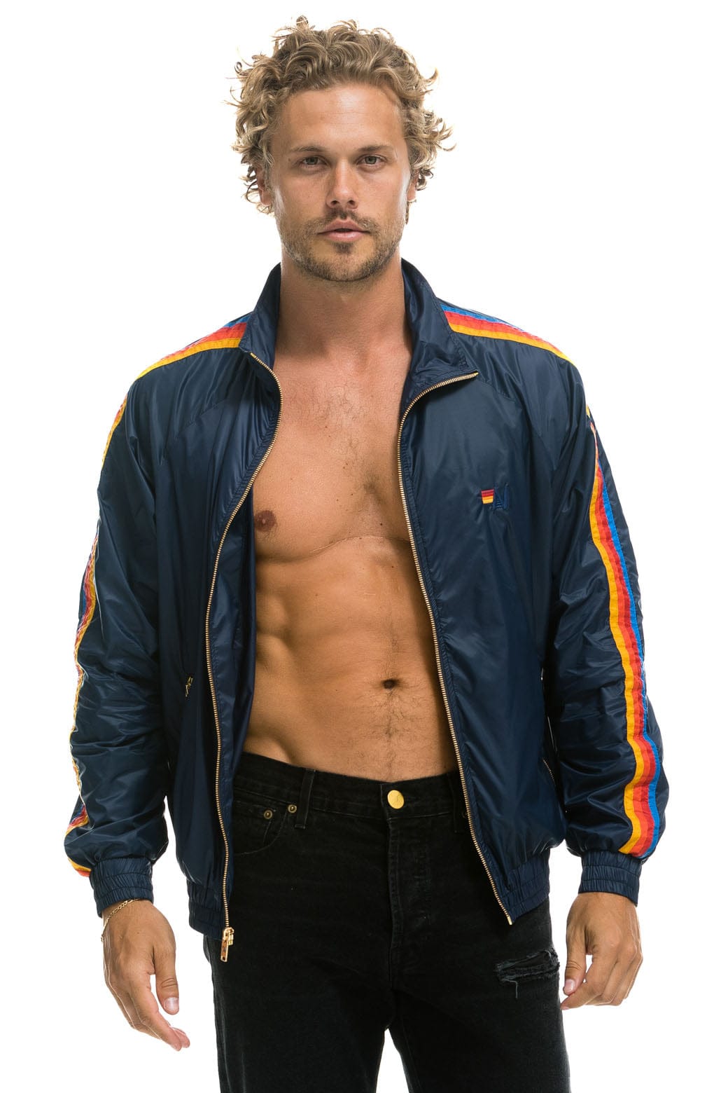 MENS 4 STRIPE WINDBREAKER - NAVY