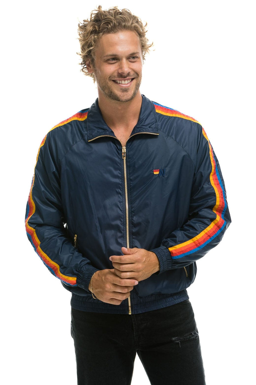 MENS 4 STRIPE WINDBREAKER - NAVY