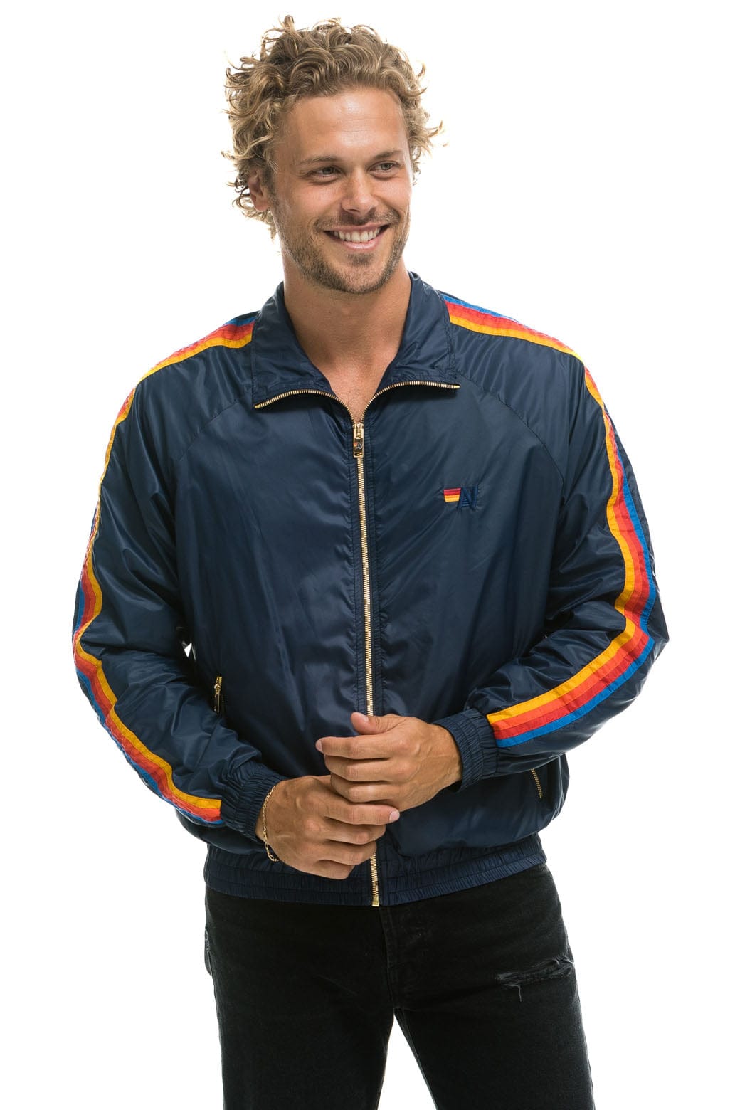 MENS 4 STRIPE WINDBREAKER - NAVY