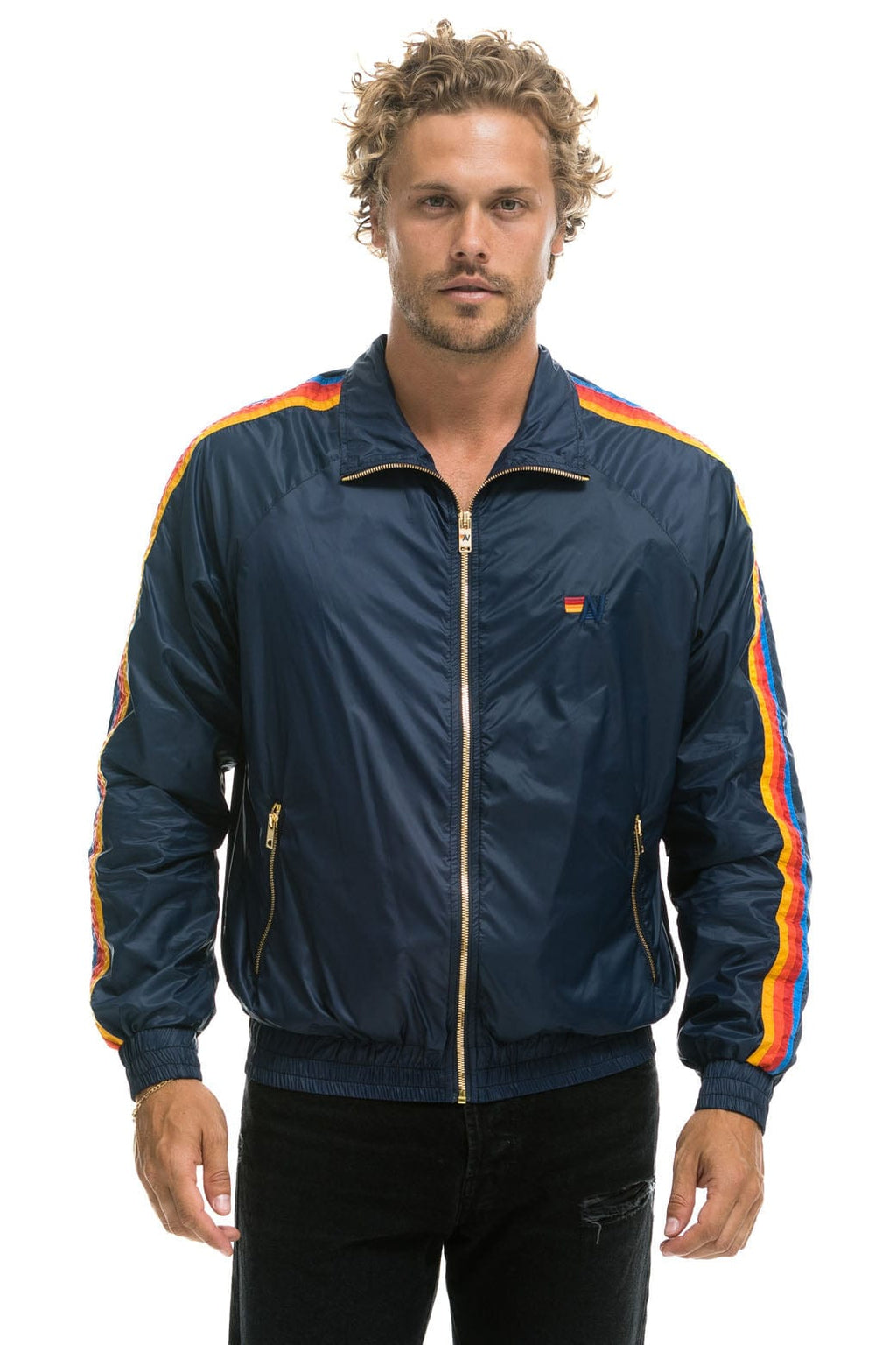 MENS 4 STRIPE WINDBREAKER - NAVY