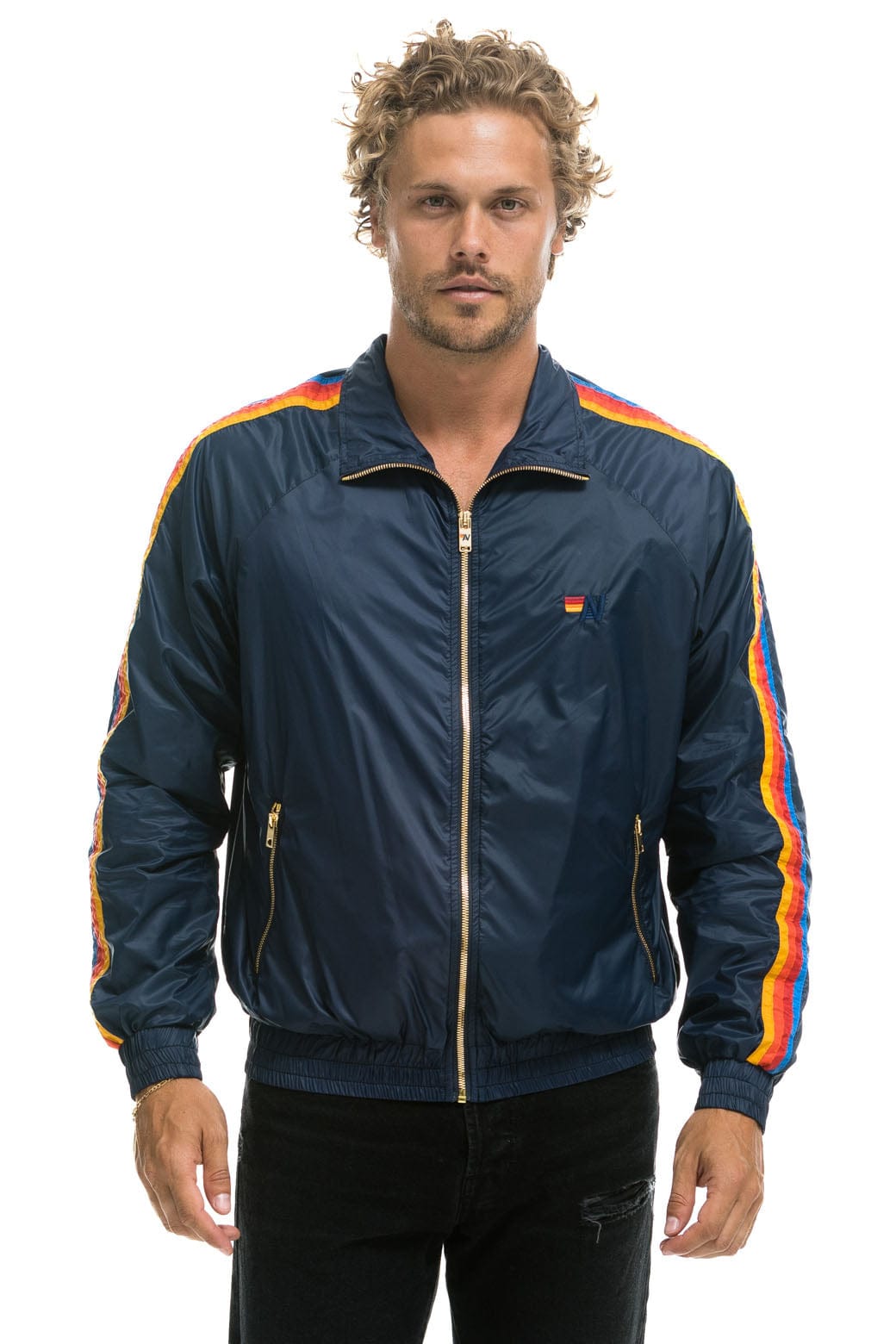 MENS 4 STRIPE WINDBREAKER - NAVY