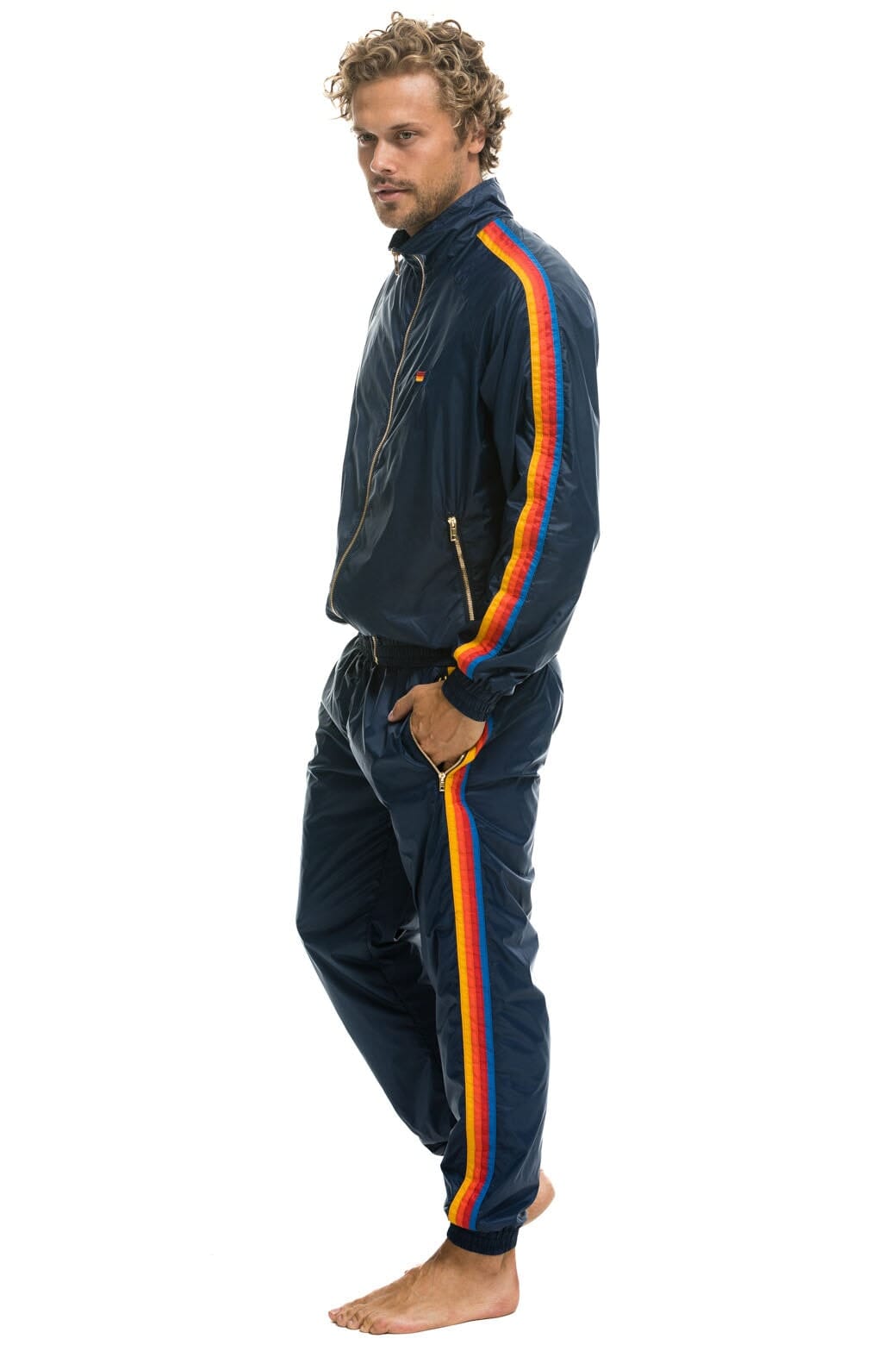 MENS 4 STRIPE WINDBREAKER - NAVY