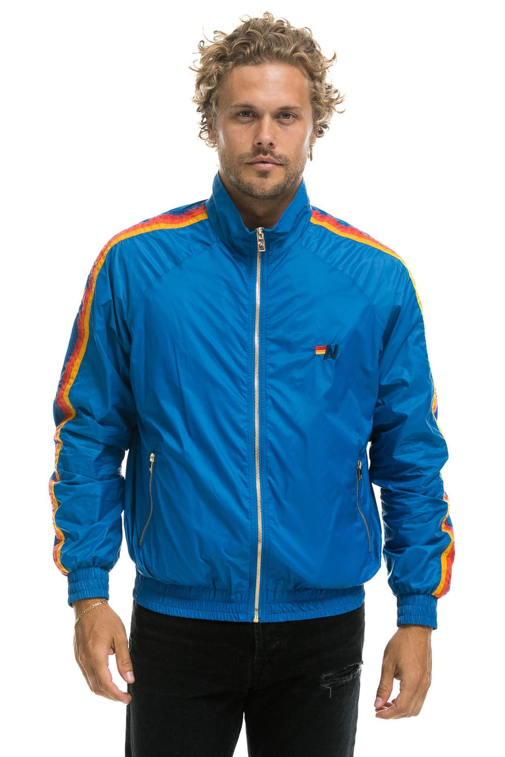 MENS 4 STRIPE WINDBREAKER - SNORKEL BLUE