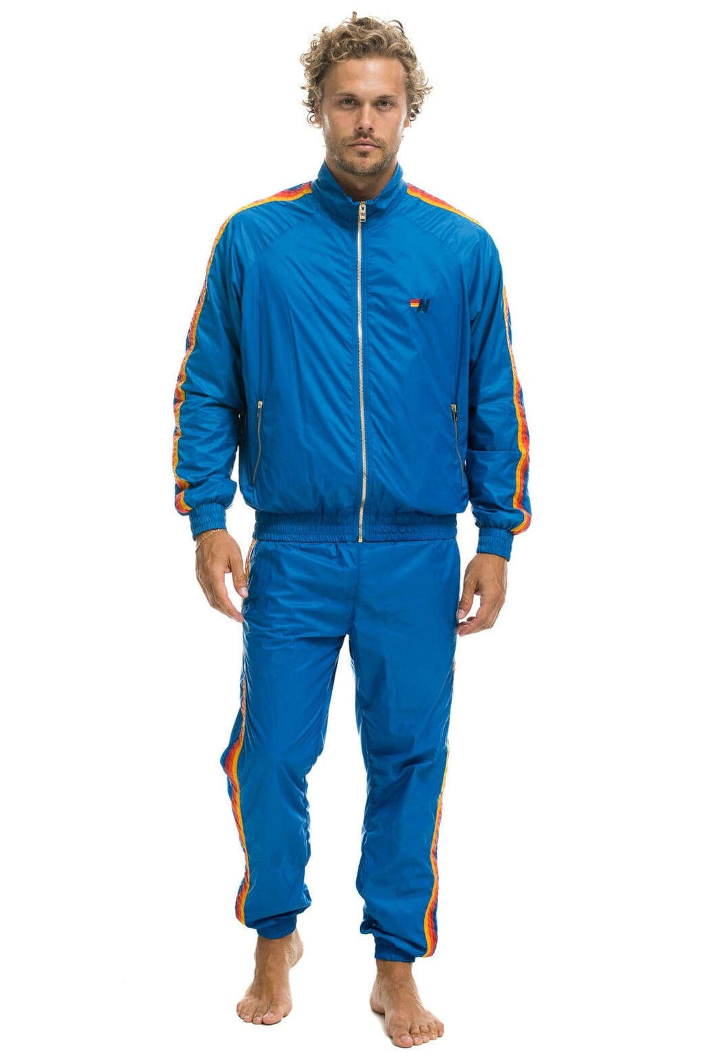MENS 4 STRIPE WINDBREAKER - SNORKEL BLUE