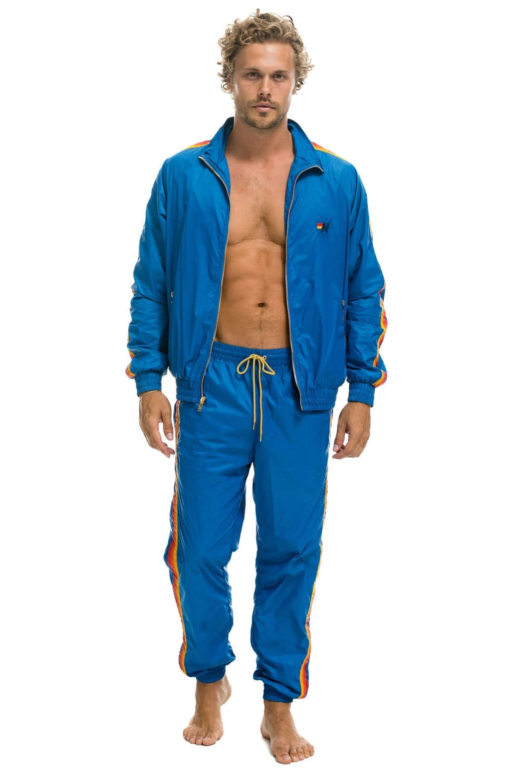MENS 4 STRIPE WINDBREAKER - SNORKEL BLUE