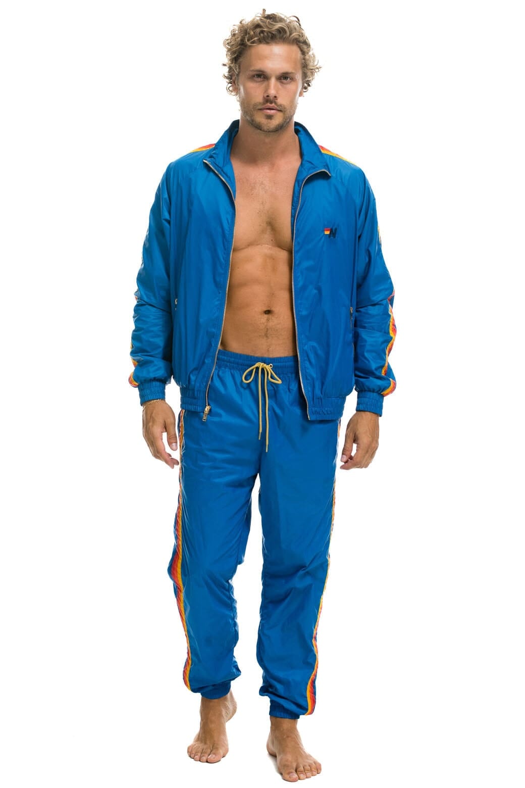 MENS 4 STRIPE WINDBREAKER - SNORKEL BLUE