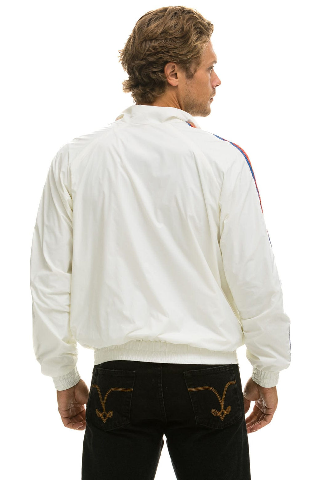 MENS 4 STRIPE WINDBREAKER - WHITE