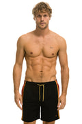 MENS 5 STRIPE FLEX SHORTS 7 INCH - BLACK
