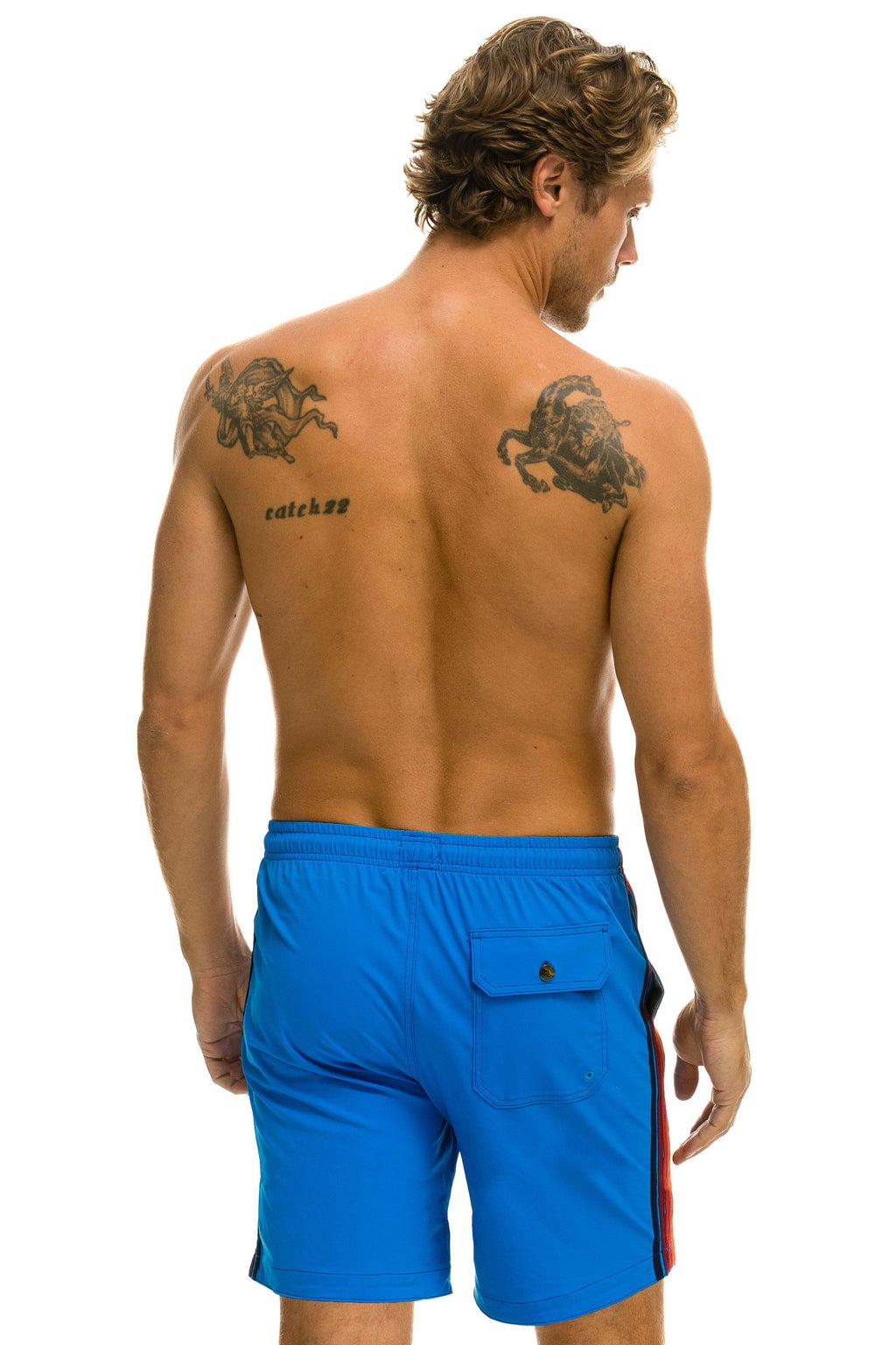 MENS 5 STRIPE FLEX SHORTS 7 INCH - PARROT