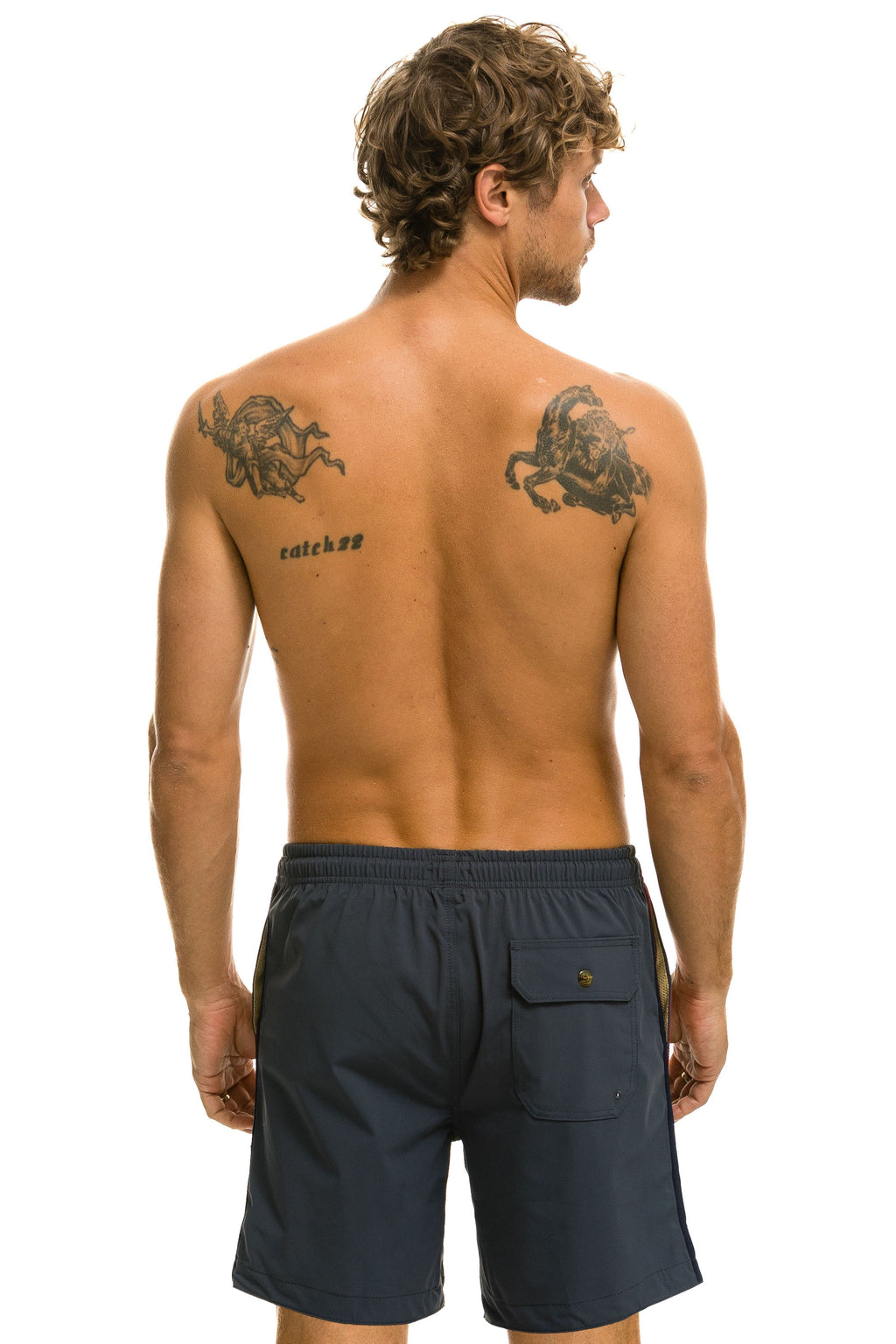 MENS 5 STRIPE FLEX SHORTS 7 INCH - TITANIUM