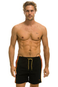 MENS 5 STRIPE FLEX SHORTS - BLACK