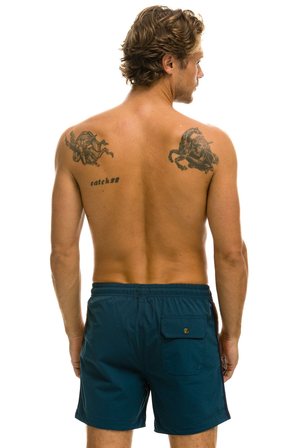 MENS 5 STRIPE FLEX SHORTS - DEEP OCEAN