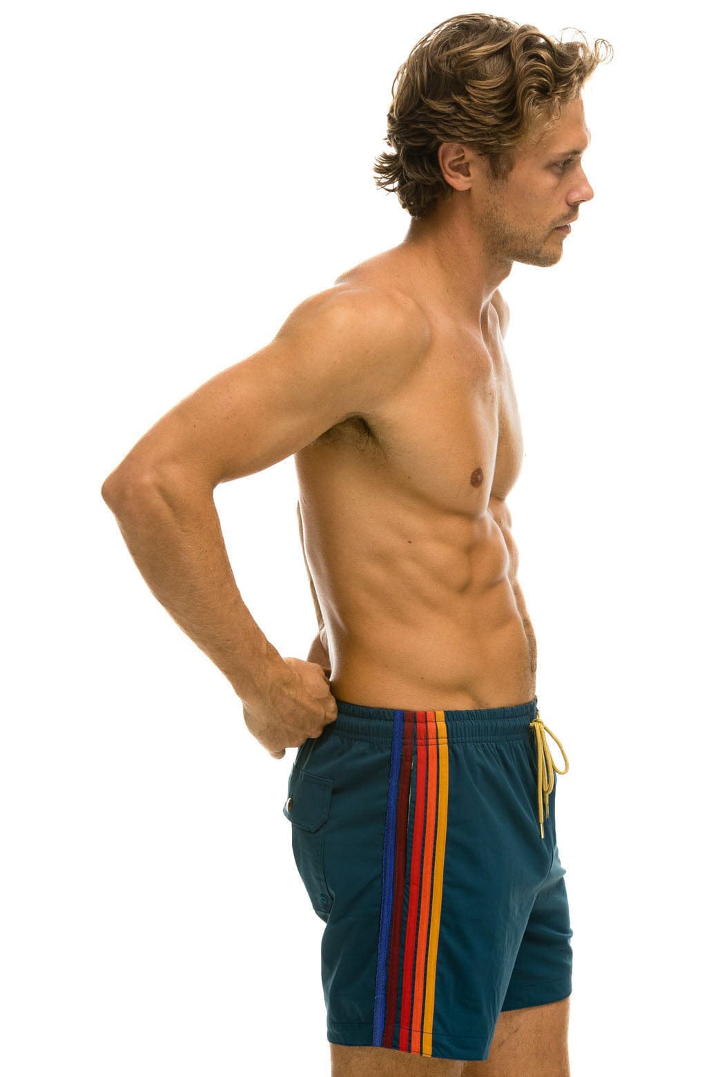 MENS 5 STRIPE FLEX SHORTS - DEEP OCEAN