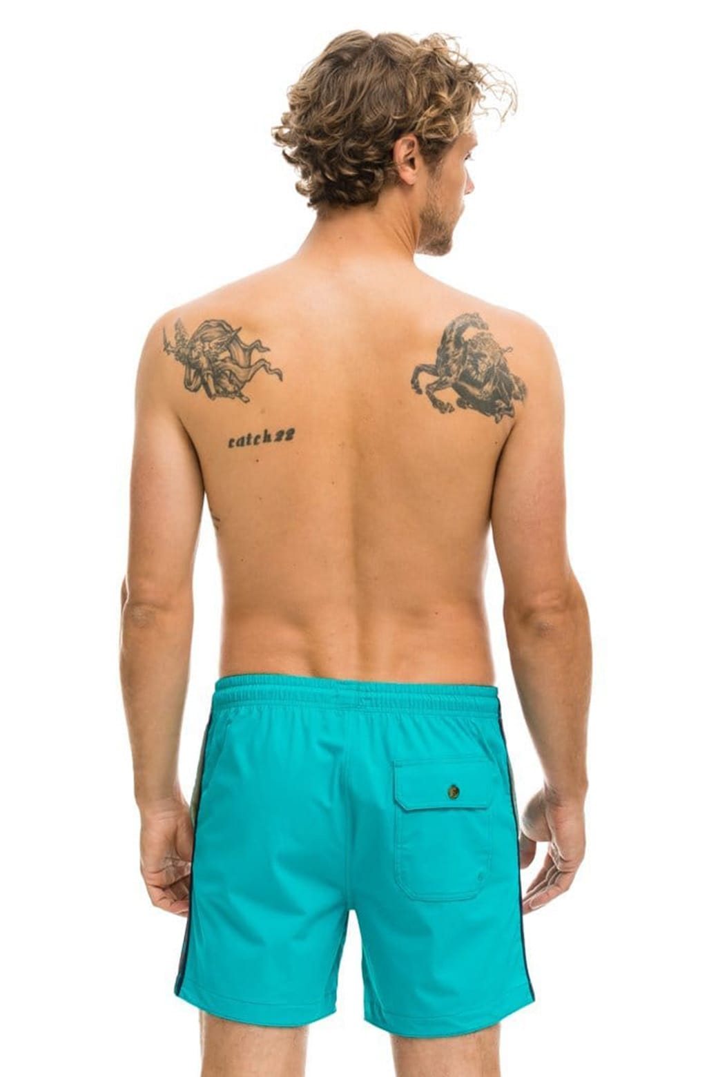 MENS 5 STRIPE FLEX SHORTS - JADE