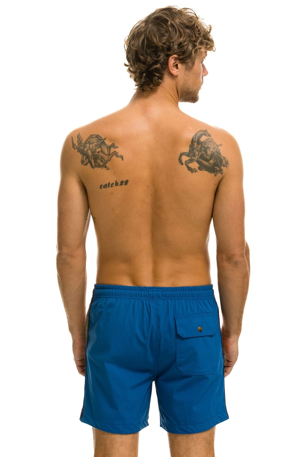 MENS 5 STRIPE FLEX SHORTS - SEA