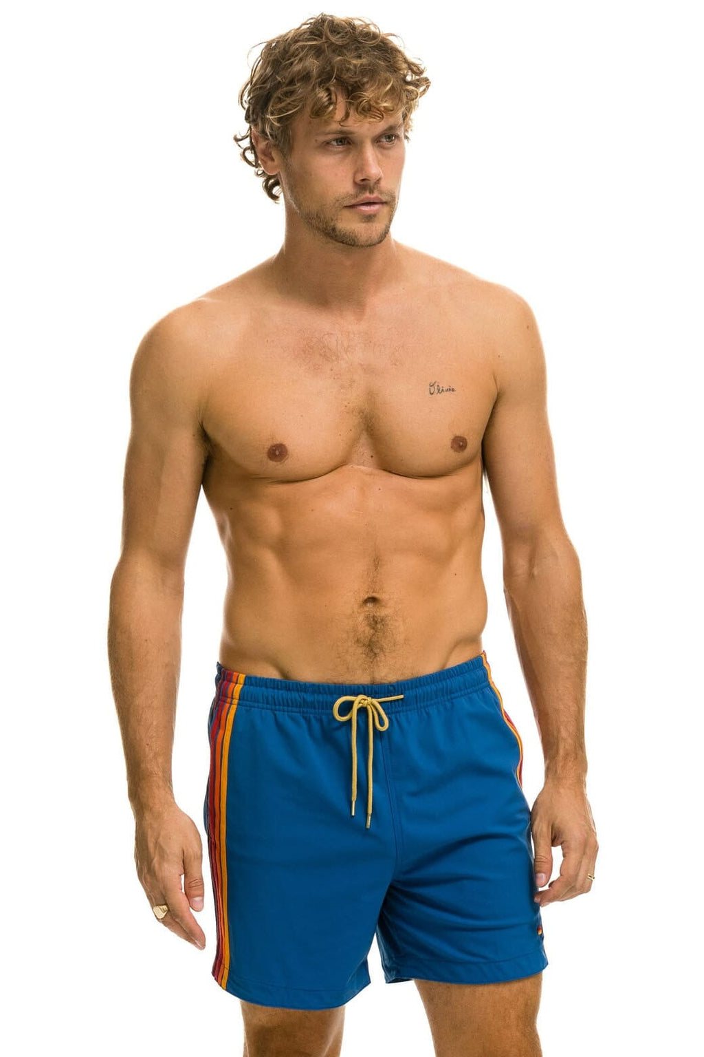 MENS 5 STRIPE FLEX SHORTS - SEA