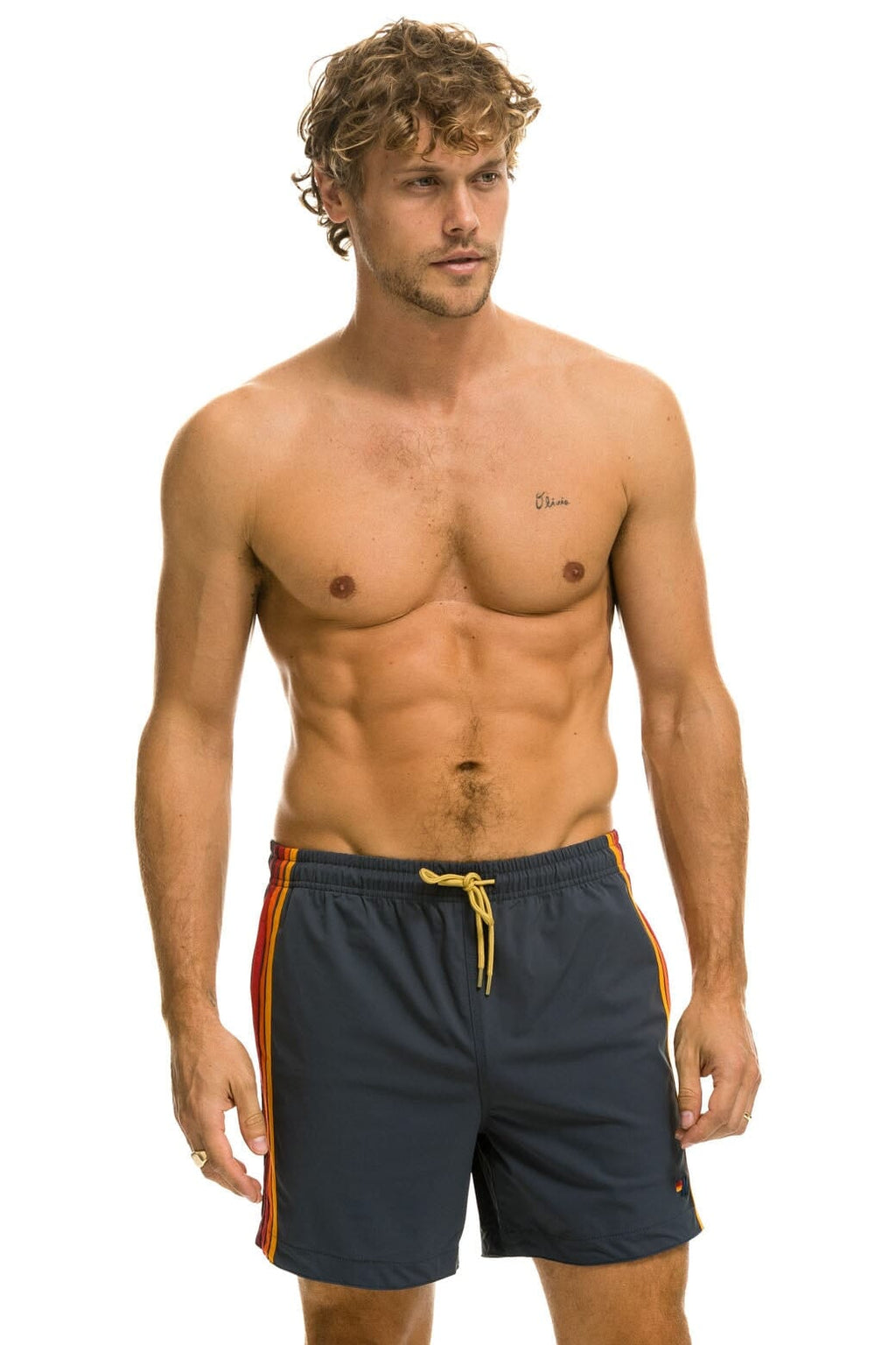 MENS 5 STRIPE FLEX SHORTS - TITANIUM