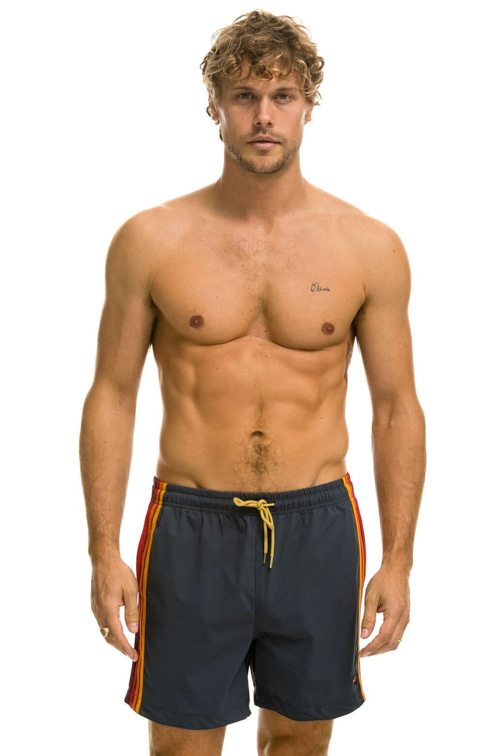 MENS 5 STRIPE FLEX SHORTS - TITANIUM