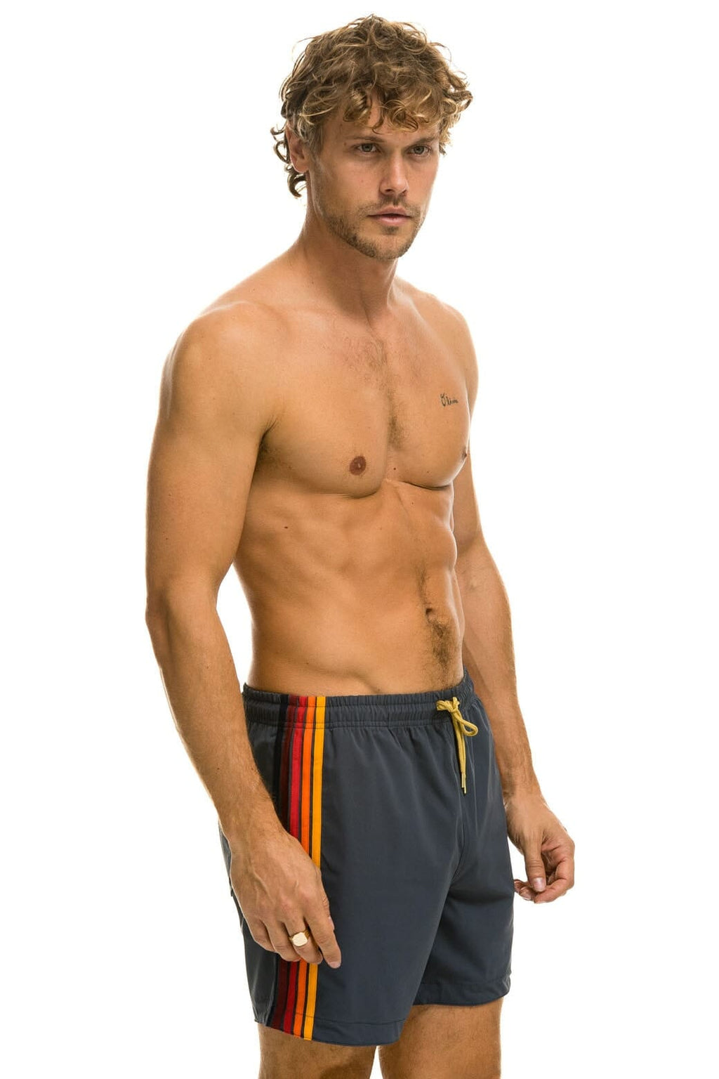 MENS 5 STRIPE FLEX SHORTS - TITANIUM
