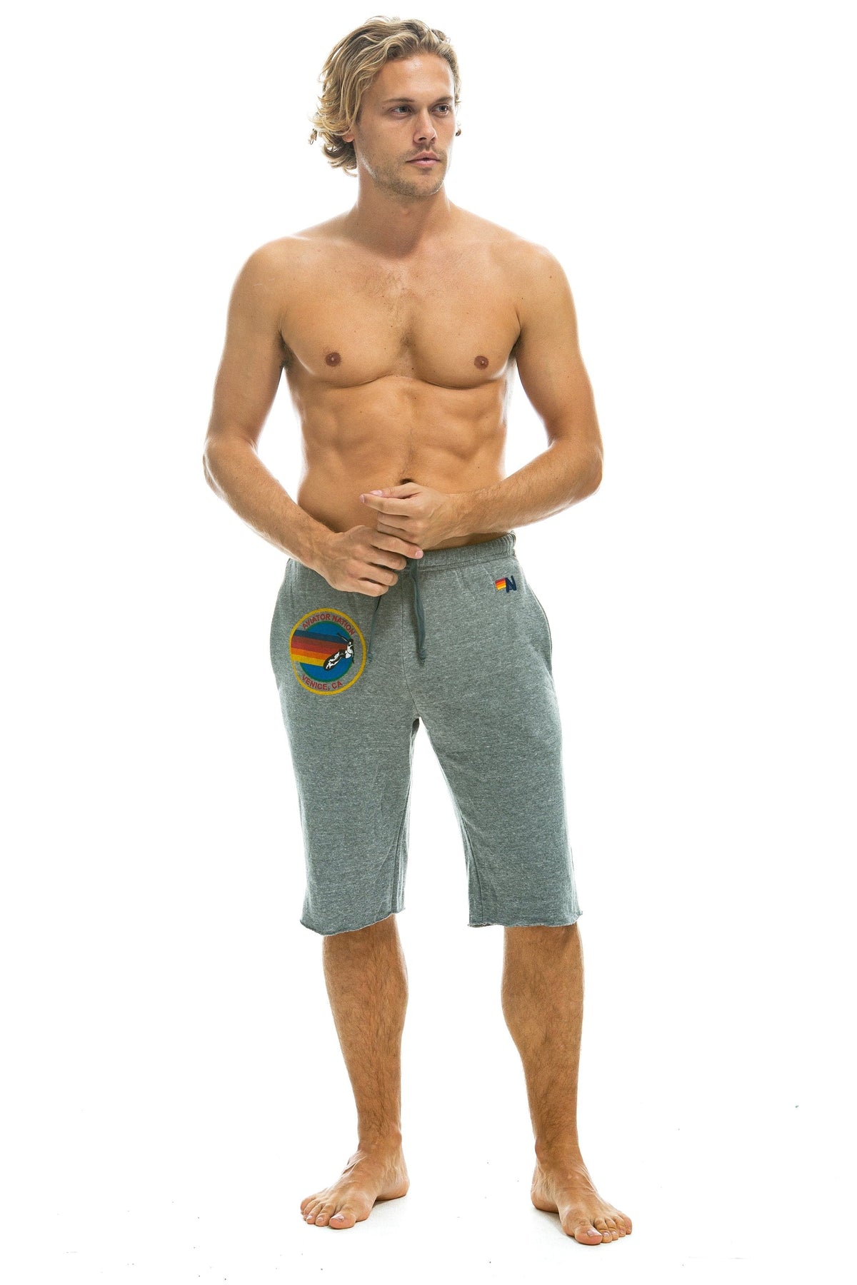 AVIATOR NATION VENICE SWEATSHORTS - HEATHER GREY
