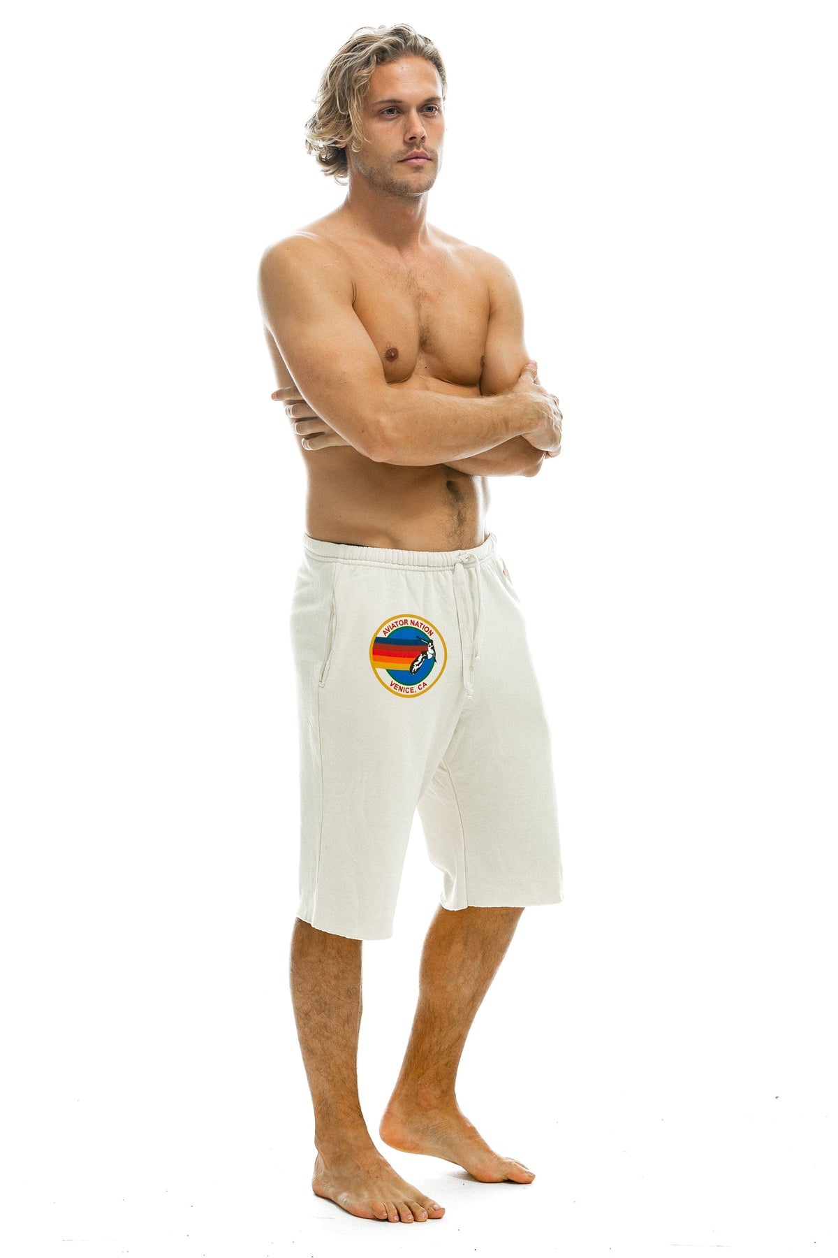 AVIATOR NATION VENICE SWEATSHORTS - VINTAGE WHITE