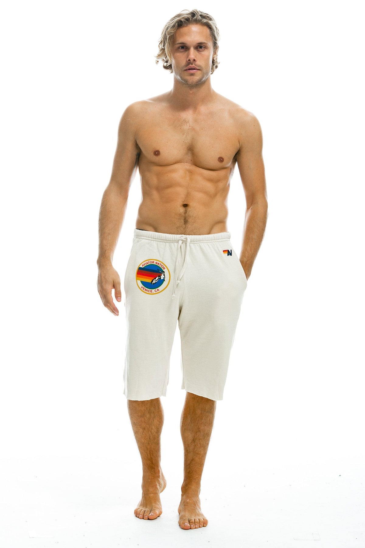 AVIATOR NATION VENICE SWEATSHORTS - VINTAGE WHITE