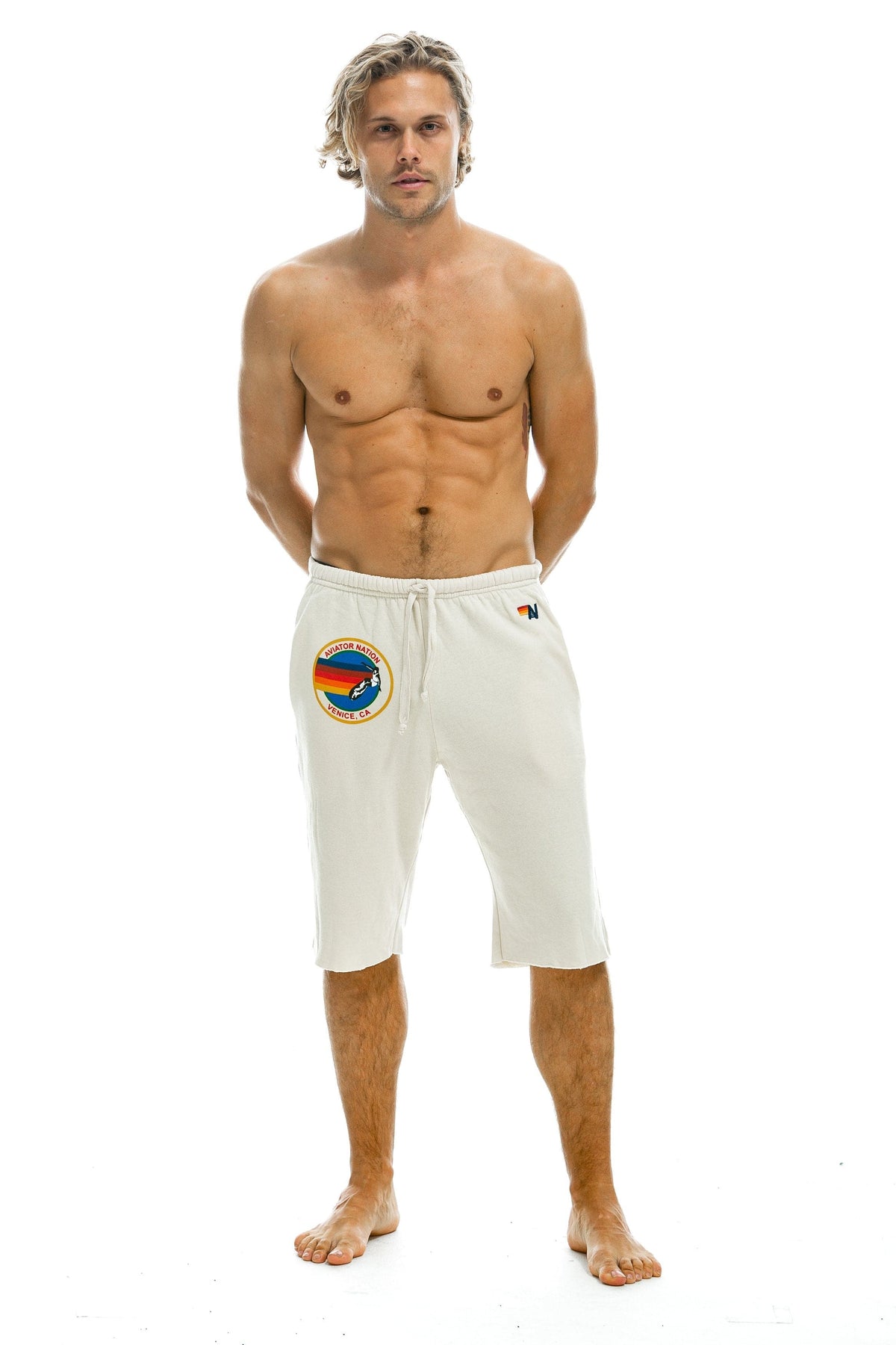 AVIATOR NATION VENICE SWEATSHORTS - VINTAGE WHITE