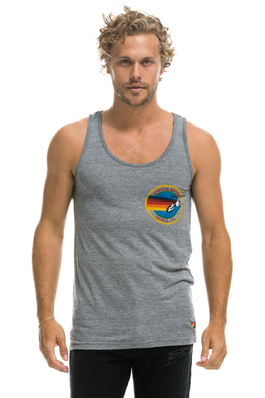 MENS AVIATOR NATION VENICE TANK - HEATHER GREY