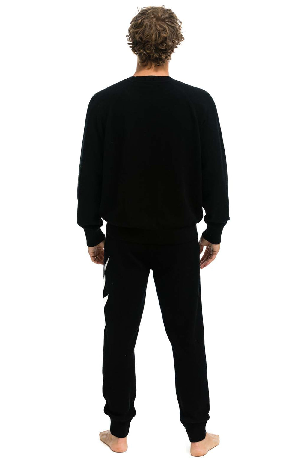 MENS BOLT CASHMERE LIGHT SWEATER PANT - BLACK WHITE BOLT