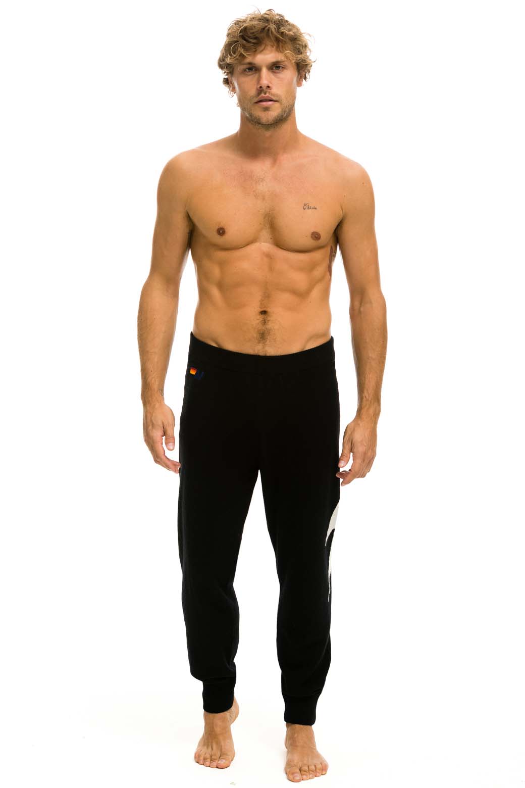 MENS BOLT CASHMERE LIGHT SWEATER PANT - BLACK WHITE BOLT