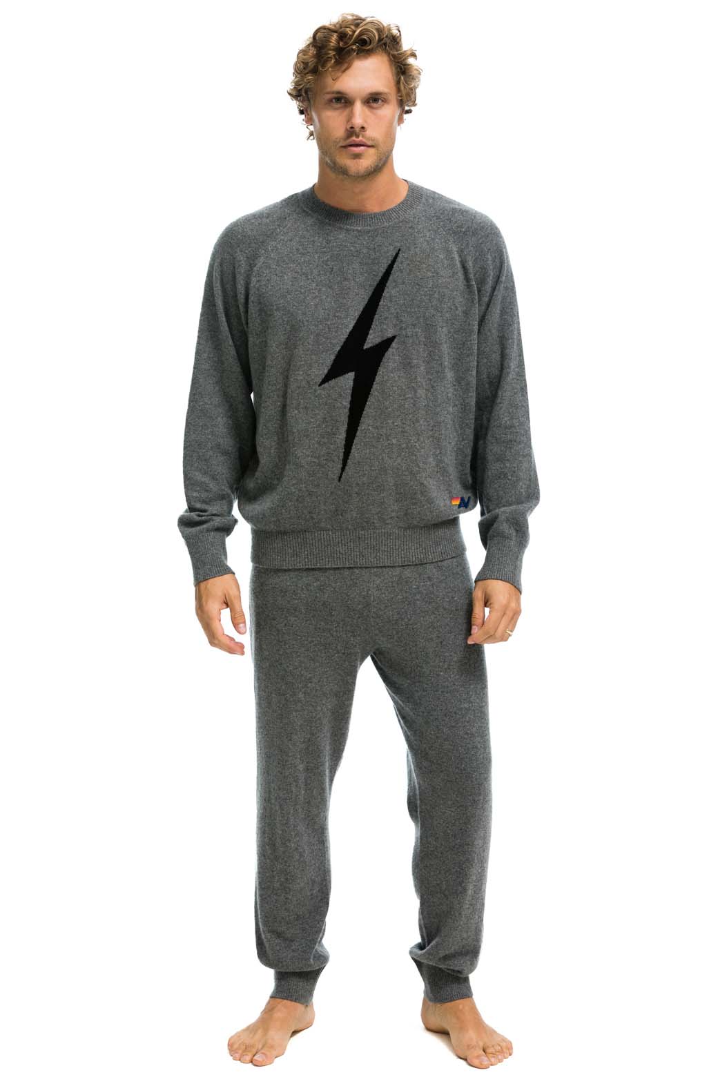 MENS BOLT CASHMERE LIGHT SWEATER PANT - DEEP HEATHER BLACK BOLT