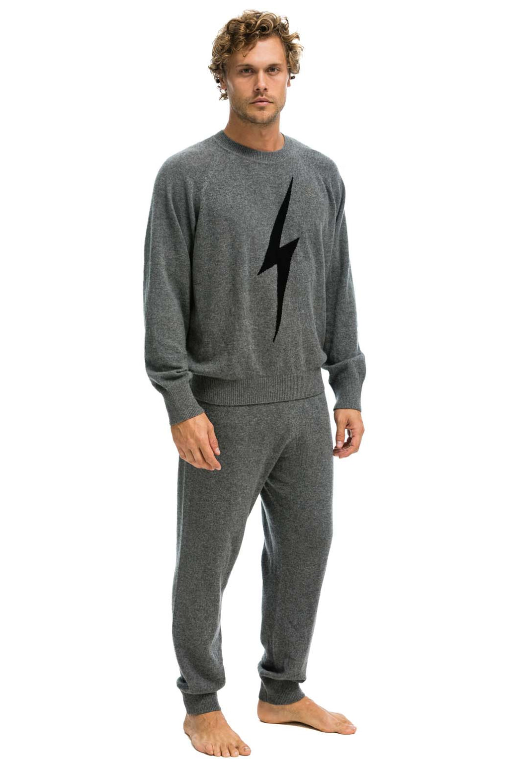 MENS BOLT CASHMERE LIGHT SWEATER PANT - DEEP HEATHER BLACK BOLT