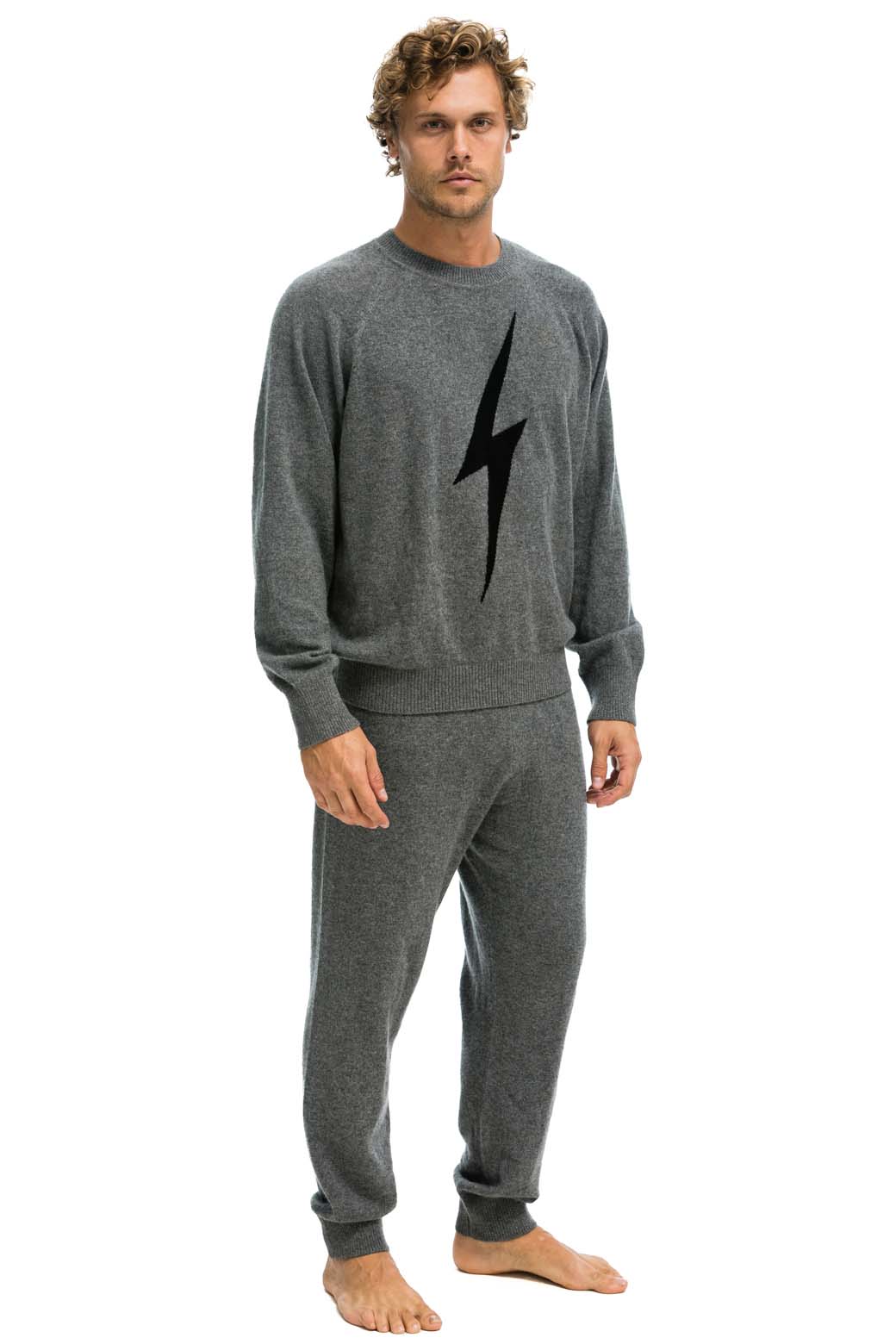 MENS BOLT CASHMERE LIGHT SWEATER PANT - DEEP HEATHER BLACK BOLT