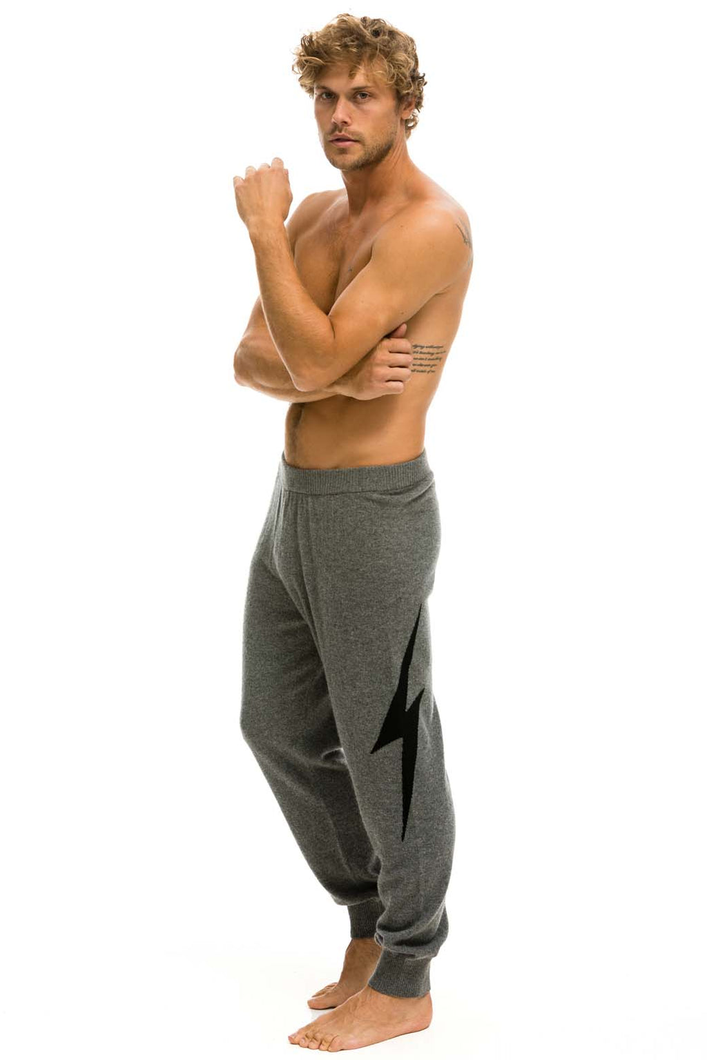 MENS BOLT CASHMERE LIGHT SWEATER PANT - DEEP HEATHER BLACK BOLT