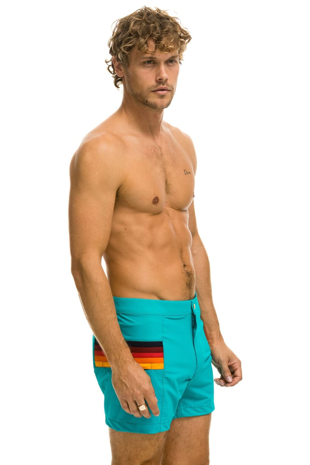 MENS HORIZONTAL 5 STRIPE FLEX SHORTS - JADE