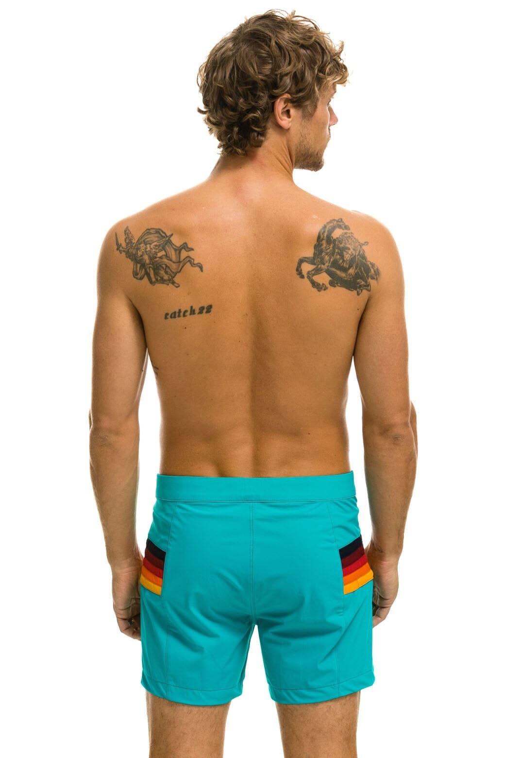 MENS HORIZONTAL 5 STRIPE FLEX SHORTS - JADE
