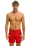 MENS HORIZONTAL 5 STRIPE FLEX SHORTS - RED