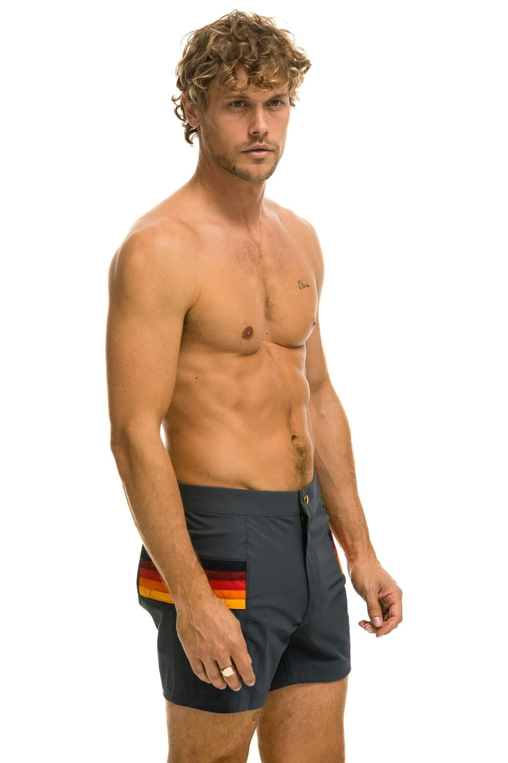 MENS HORIZONTAL 5 STRIPE FLEX SHORTS - TITANIUM