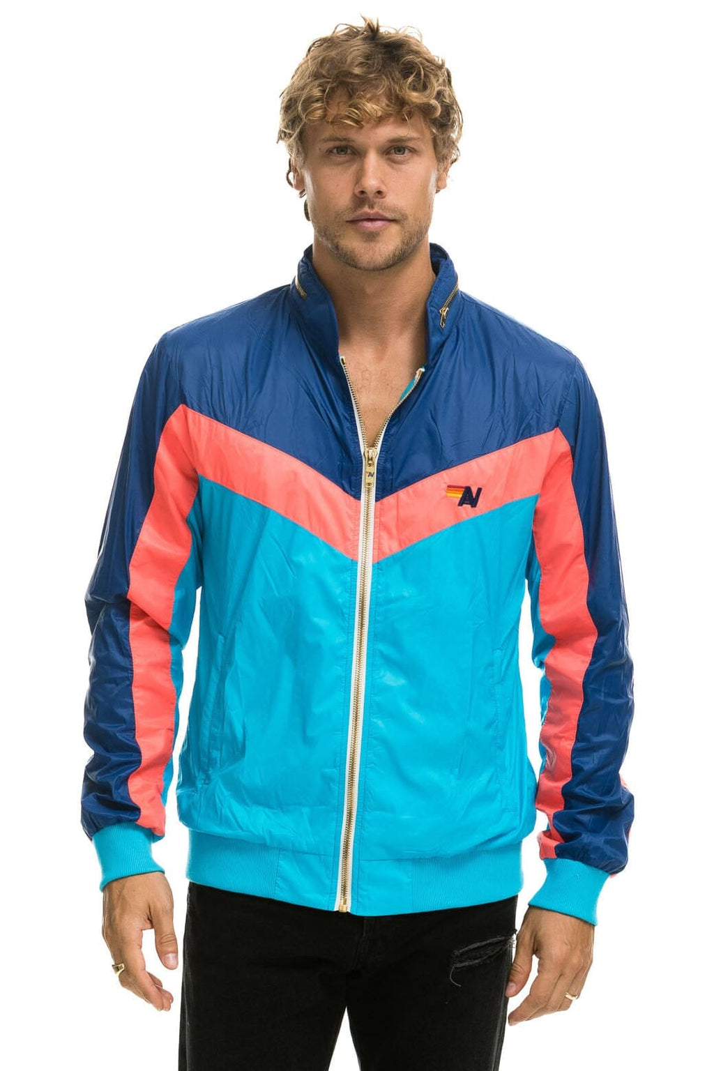 MENS WINDBREAKER JACKET- NEON BLUE