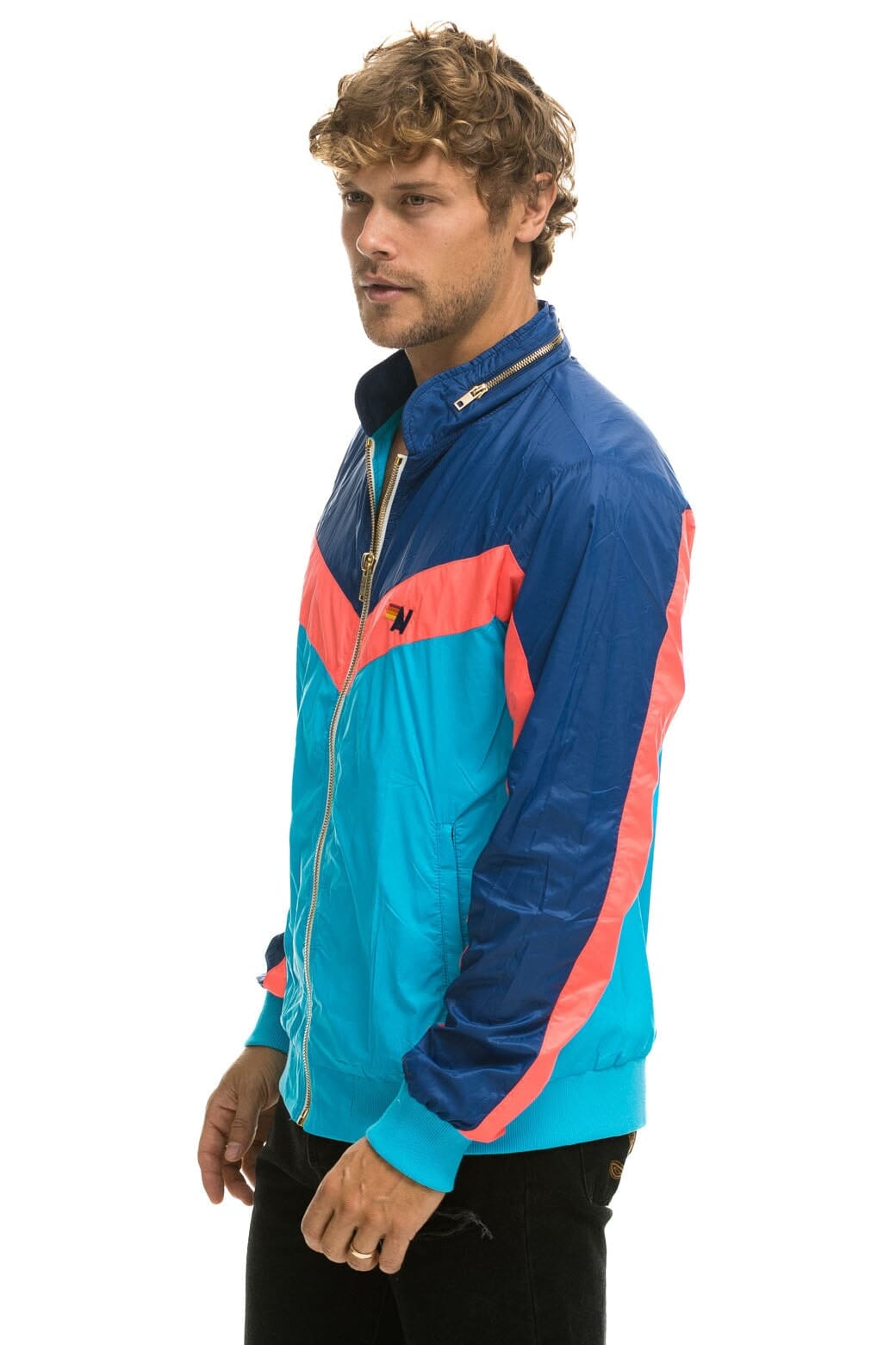 MENS WINDBREAKER JACKET- NEON BLUE