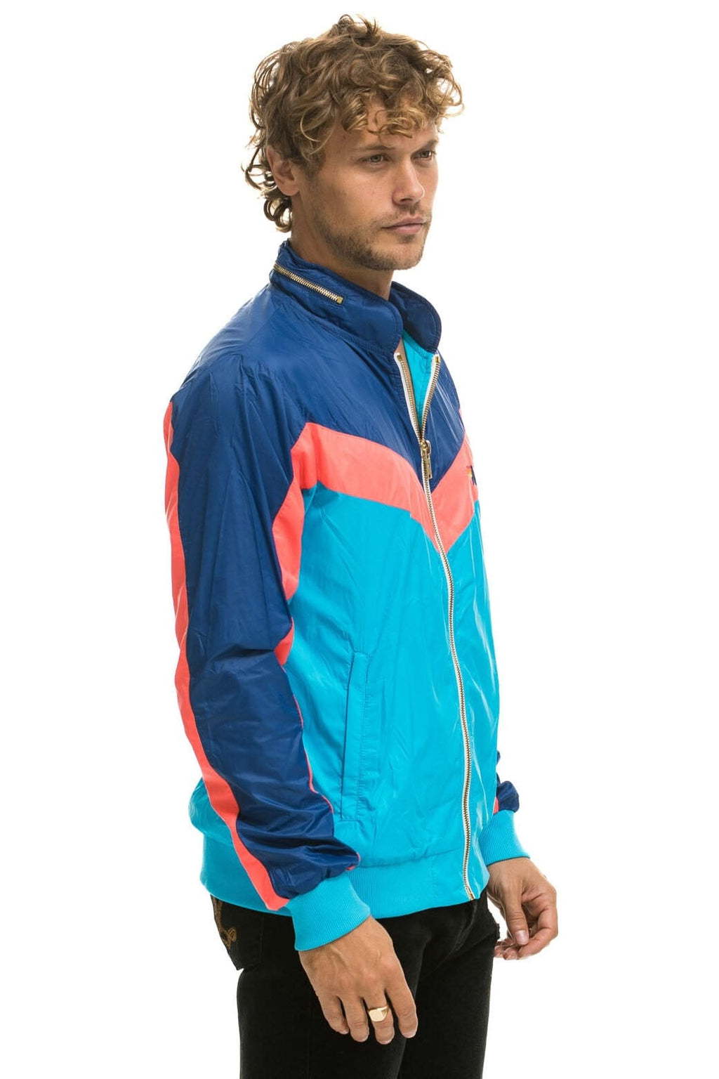 MENS WINDBREAKER JACKET- NEON BLUE