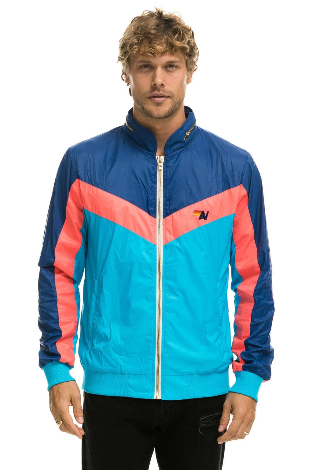 MENS WINDBREAKER JACKET- NEON BLUE
